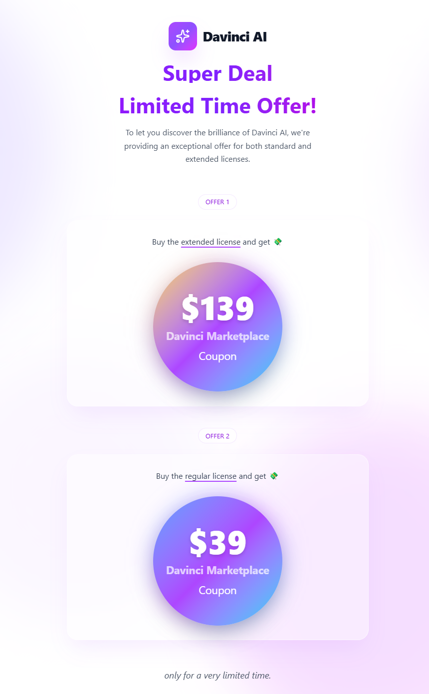 Davinci AI - OpenAI Content, Text, Image, Voice, Chat, Code, Transcript, and Video Generator as SaaS - 1
